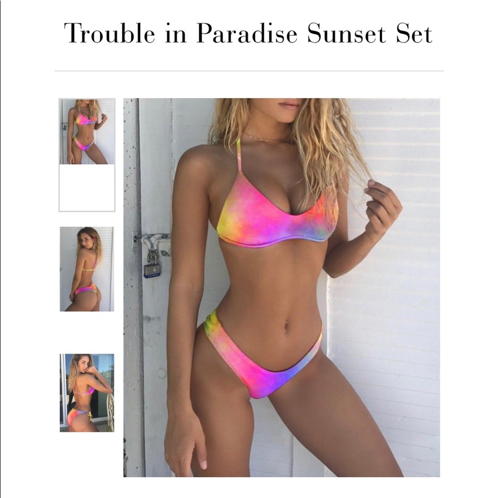 NWT Plumeria Trouble in Paradise Sunset Bottoms